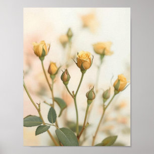 Weiche gelbe Rosenknospen Florales Design Poster