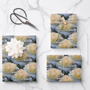 Weiche Gelbröse-Blume-Muster   Geschenkpapier Set