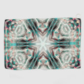 Weiche Glühen auf blauem Sand, Kaleidoskop-Stern Golfhandtuch (Horizontal)