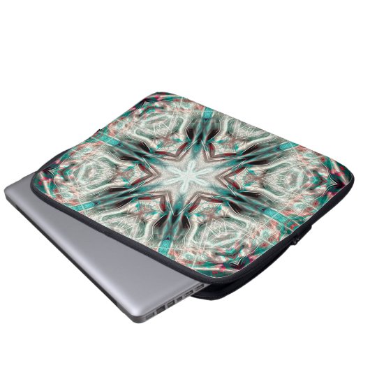 Weiche Glühen auf blauem Sand, Kaleidoskop-Stern Laptopschutzhülle (Vorne Knopf)