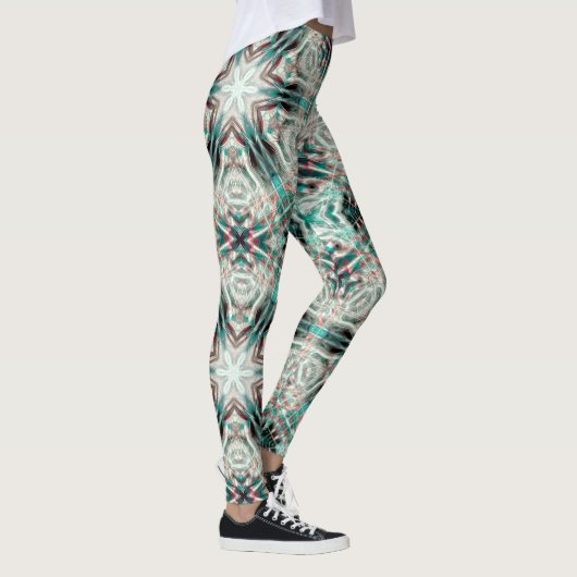 Weiche Glühen auf blauem Sand, Kaleidoskop-Stern Leggings (Rechts)