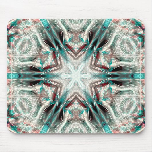 Weiche Glühen auf blauem Sand, Kaleidoskop-Stern Mousepad (Vorne)