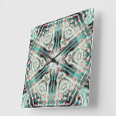 Weiche Glühen auf blauem Sand, Kaleidoskop-Stern Quadratische Wanduhr (Winkel)