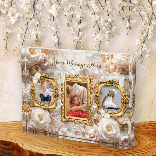 Weiche Gold Barock Blumen Bilderrahmen Collage Fotoblock