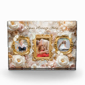 Weiche Gold Barock Blumen Bilderrahmen Collage Fotoblock (Vorderseite)