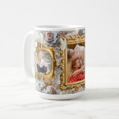 Weiche Gold Barock Blumen Bilderrahmen Collage Kaffeetasse (Vorderseite Links)