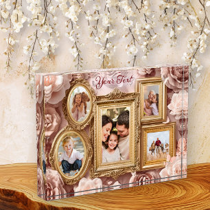 Weiche Gold Barock Blumen Erinnerungsrahmen Galeri Fotoblock