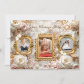Weiche goldene barocke Blumenbilderrahmen Collage Feiertagskarte (Vorderseite)