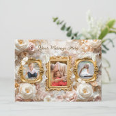 Weiche goldene barocke Blumenbilderrahmen Collage Feiertagskarte (Stehend Vorderseite)