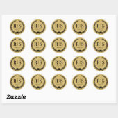 Weiche goldene Hochzeitsmonogramm-Initialen Runder Aufkleber (Blatt)