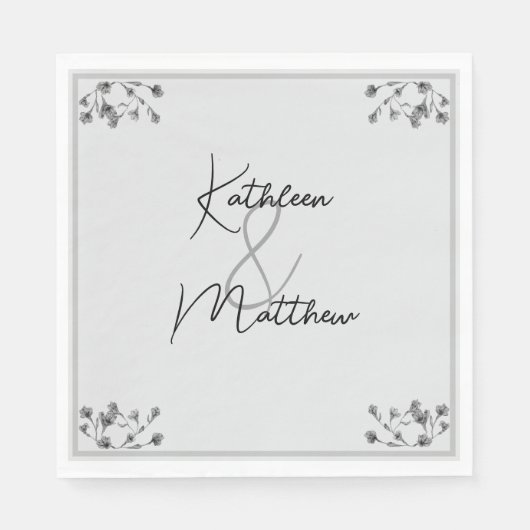 Weiche, graue Blumenzwiebelblume Serviette (Vorderseite)