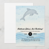 Weiche graue Dolphin Minimaler Ozean Geburtstag Einladung (Vorne/Hinten)