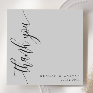 Weiche Graue Kalligrafie-Schrift Hochzeit Dankeskarte
