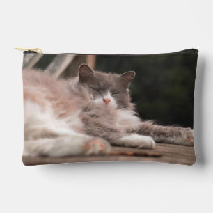 Weiche graue Katzen-Kosmetik-Reisetasche Zubehörtasche