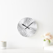 Weiche graue Palmen Blätter Dream #1 #tropical #de Runde Wanduhr (Zuhause)