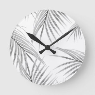 Weiche graue Palmen Blätter Dream #1 #tropical #de Runde Wanduhr