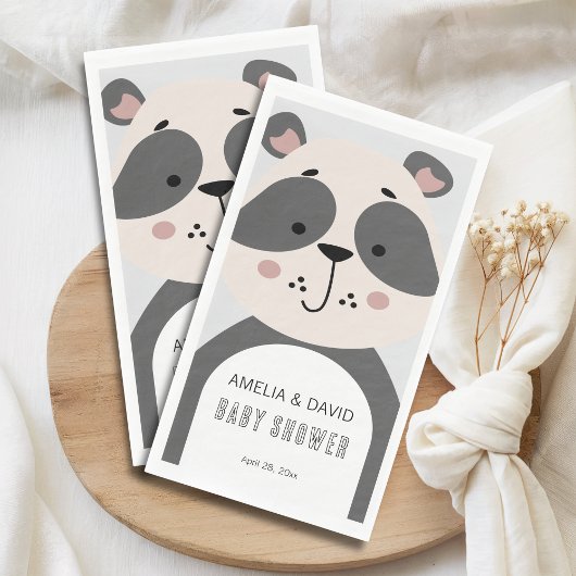 Weiche graue Panda neutrale Babyshower-Tischdeko Serviette