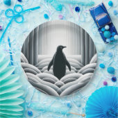 Weiche graue Pinguinarme im Art Déco Pappteller (Party)