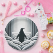 Weiche graue Pinguinarme im Art Déco Pappteller (Party)