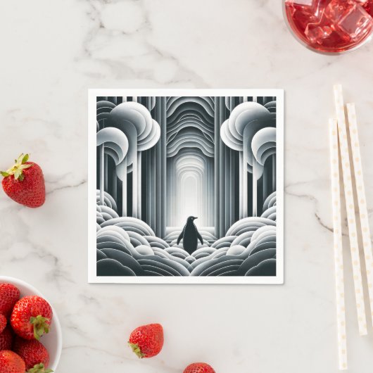 Weiche graue Pinguinarme im Art Déco Serviette (Beispiel)