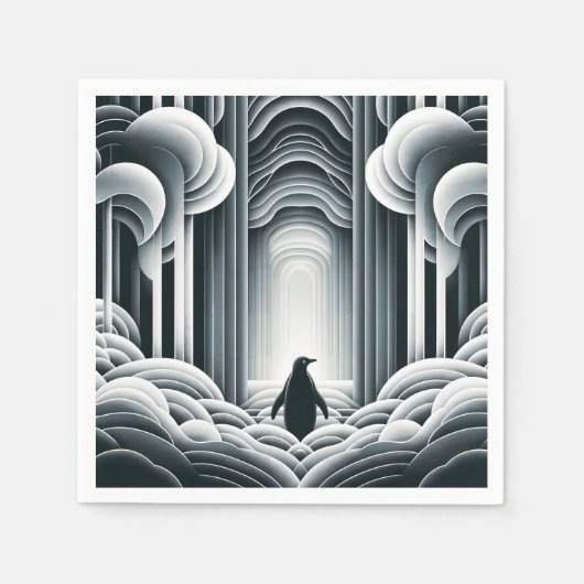 Weiche graue Pinguinarme im Art Déco Serviette (Vorderseite)