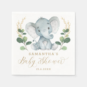 Weiche Grün-Elefant-grünes GoldBabyparty Serviette