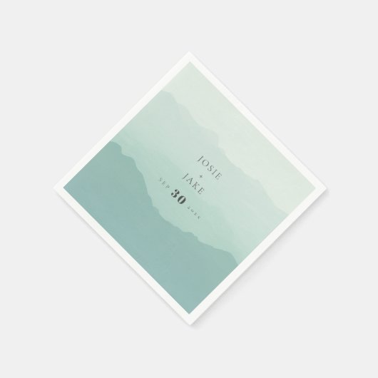 Weiche grüne Berge Hochzeitslippe Serviette (Ecke)