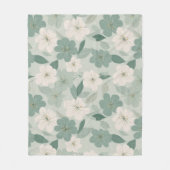 Weiche grüne Blumen-Creme-Blumenmuster Fleecedecke (Vorderseite)