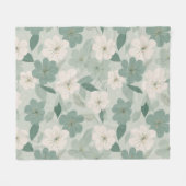 Weiche grüne Blumen-Creme-Blumenmuster Fleecedecke (Vorderseite (Horizontal))