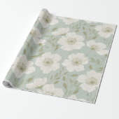 Weiche Grüne Blumen Creme Blumenmuster Geschenkpapier (Ungerollt)