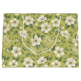Weiche grüne Blumen-Creme-Blumenmuster Große Geschenktüte