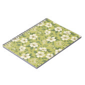 Weiche grüne Blumen-Creme-Blumenmuster Notizblock (Linke Seite)