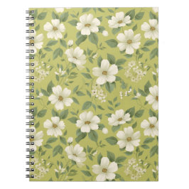 Weiche grüne Blumen-Creme-Blumenmuster Notizblock