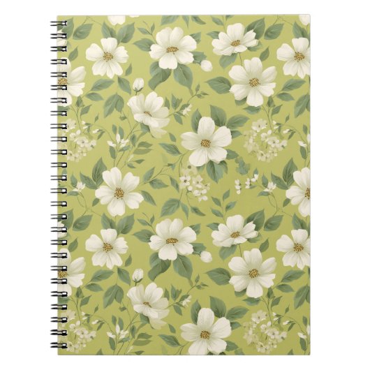 Weiche grüne Blumen-Creme-Blumenmuster Notizblock (Vorderseite)