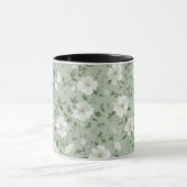 Weiche grüne Blumen Creme Blumenmuster Tasse (Zentrum)