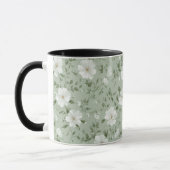 Weiche grüne Blumen Creme Blumenmuster Tasse (Links)