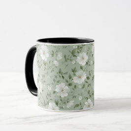 Weiche grüne Blumen Creme Blumenmuster Tasse