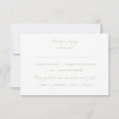 Weiche grüne Blumenmonogramm RSVP Karte (Rückseite)