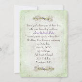 weiche, grüne Farbe mit abgerissener Papierkante Einladung (Rückseite)