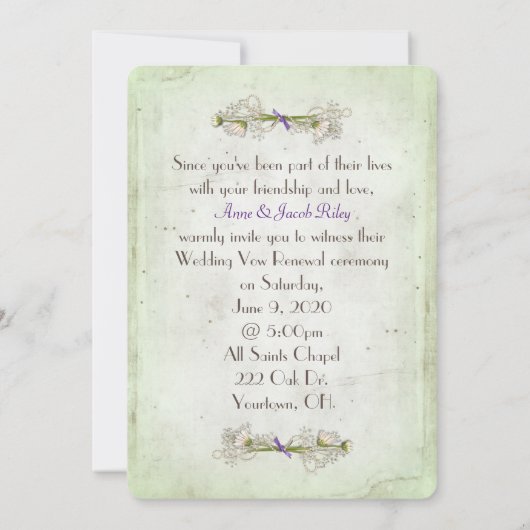 weiche, grüne Farbe mit abgerissener Papierkante Einladung (Rückseite)