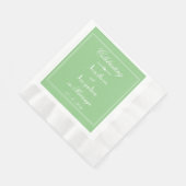 Weiche grüne Hochzeits-Chic-Weiße Skript-Details P Serviette (Ecke)