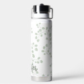 Weiche grüne Leaf florale Moderne Name Trinkflasche (Hinten)