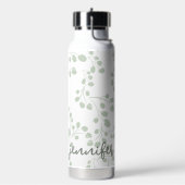 Weiche grüne Leaf florale Moderne Name Trinkflasche (Links)