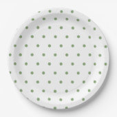 Weiche grüne Polka Dots Weiß Pappteller (Vorderseite)