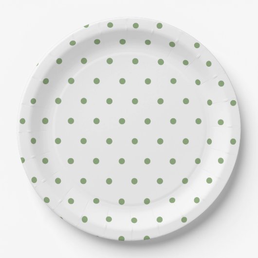 Weiche grüne Polka Dots Weiß Pappteller (Vorderseite)