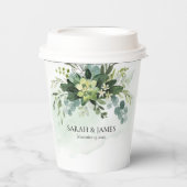 Weiche grüne Sukkulente Hochzeit florale botanisch Pappbecher (Vorderseite)