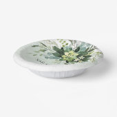 Weiche grüne Sukkulente Hochzeit florale botanisch Pappteller (Gewinkelt)