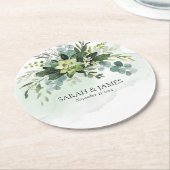 Weiche grüne Sukkulente Hochzeit florale botanisch Runder Pappuntersetzer (Angewinkelt)