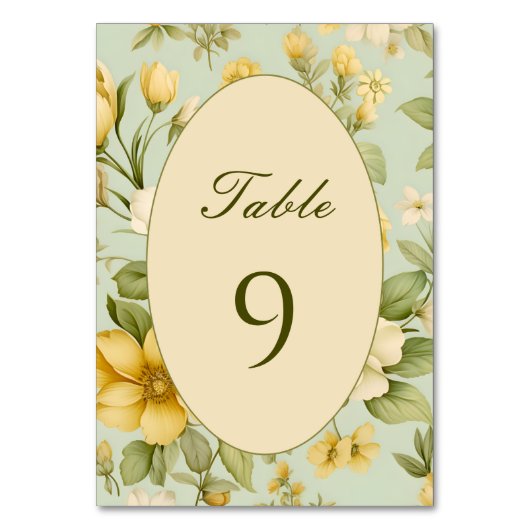Weiche, grüne und beige blühende Tischnummer (Rückseite)