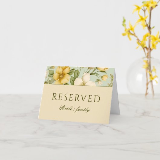 Weiche grüne und beige Blume Hochzeitszeichen vorb Karte (Gelbe Blume)